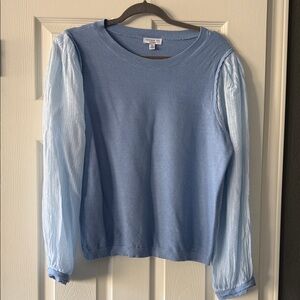 Current Air Light Blue Sweater with Sheer Sleeves